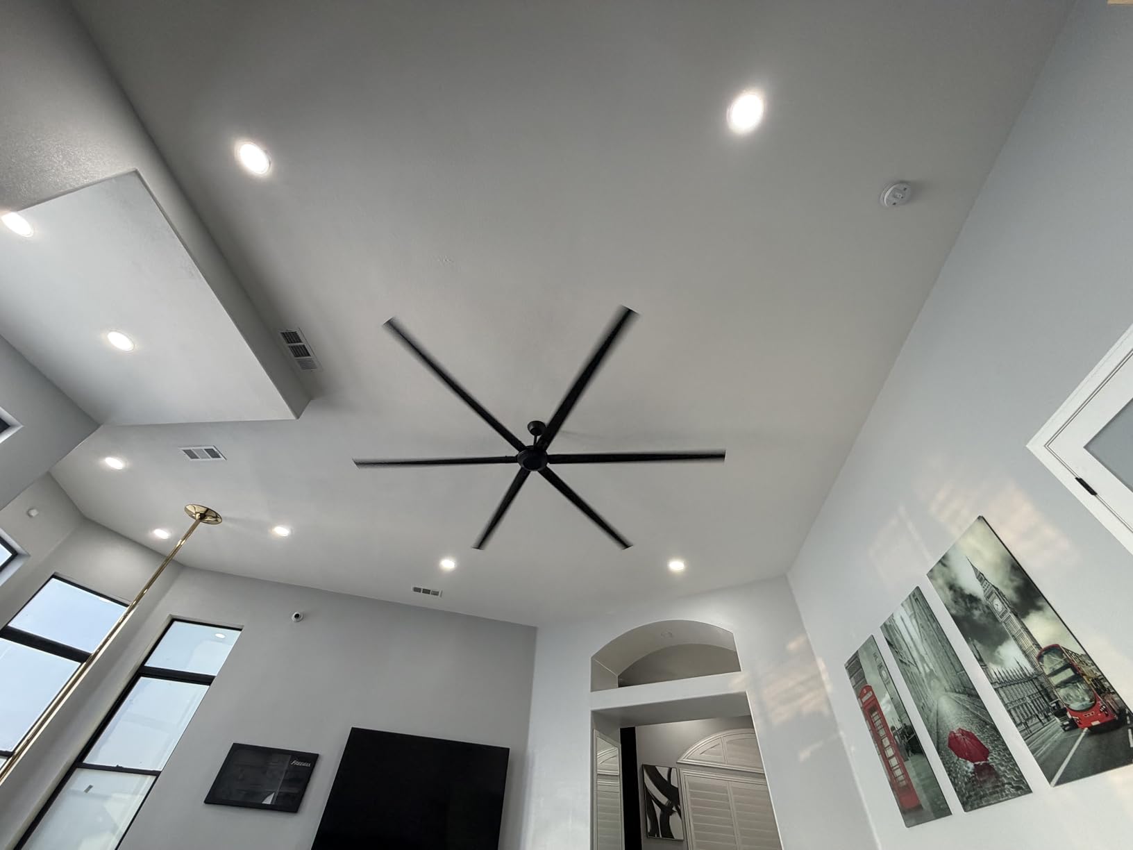 96 Inch Industrial Ceiling Fans without Lights, Large Outdoor Ceiling Fans | Big High CFM Commercial Ceiling Fan for Shop Garage Barn Patio Gazebo, Remote Control, 6-Speed Reversible Quiet DC Motor, Timer, ETL customer photo 2