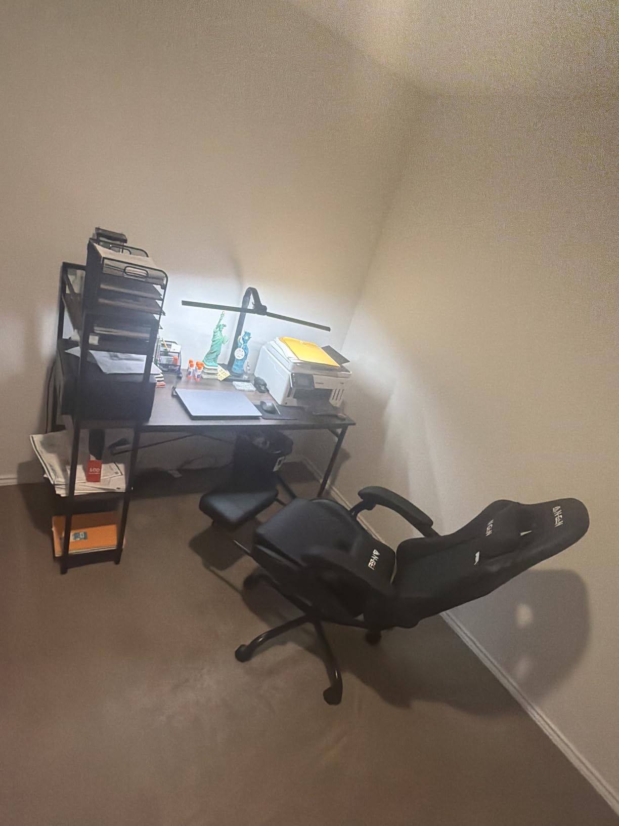 N-GEN GAMING Gaming Chair with Footrest, Lumbar, High-Back, All Black | Reclining Backrest, Linkage Armrests, Durable PU Leather, Adjustable Comfort for Extended Computer, Desk, or Home Office Use customer photo 2