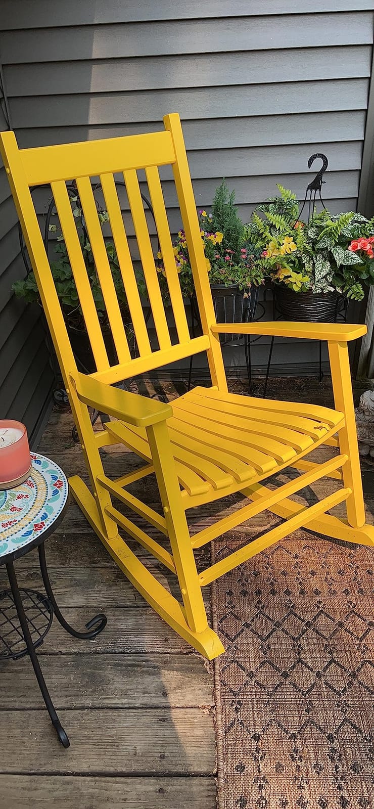 Shine Company Vermont Rocking Chair, Classic Oak | Acacia Wood, Weather-Resistant Finish, Ergonomic Design, High Back, Ideal for Indoor, Outdoor, Porches, and Patios customer photo 2