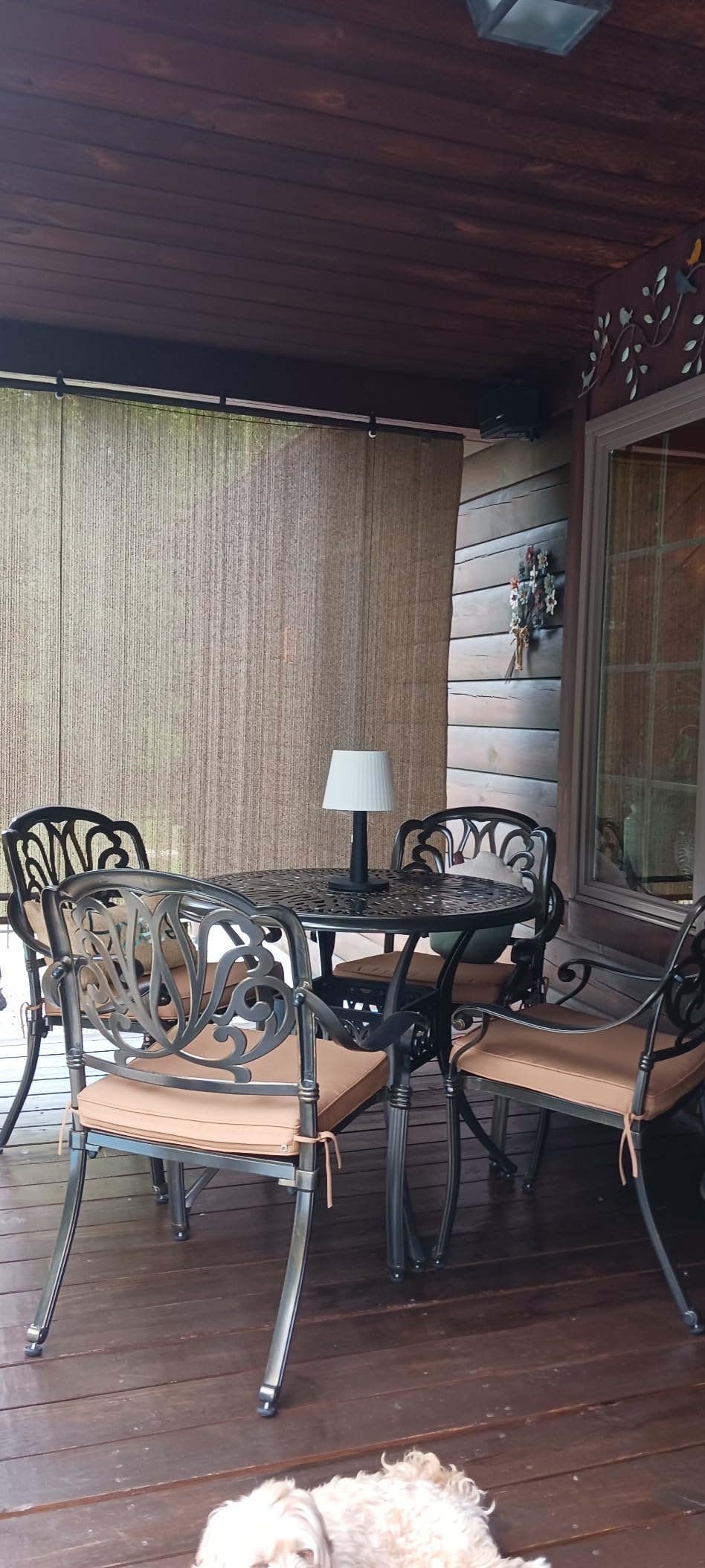 VIVIJASON 5-Piece High Patio Bar Dining Set, All Weather Cast Aluminum Outdoor Table and Chairs Set with 4 Swivel Bar Stools, Cushions & 35.4