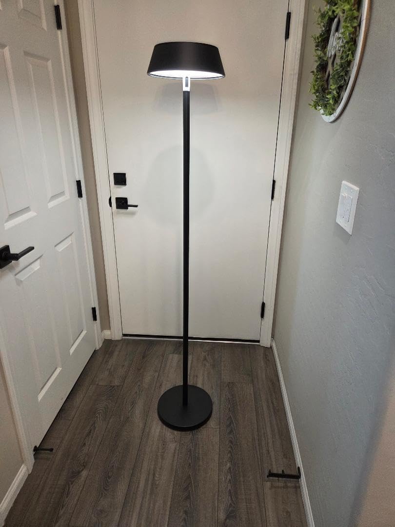 Solar Floor Lamp Outdoor, Waterproof Rechargeable Cordless Light for Patio | Solar & USB Charging, 3 Light Modes (2700K Warm White / 4000K / 5000K), 4 Standing Heights, For Deck, Garden, Walkway, 600LM customer photo 2
