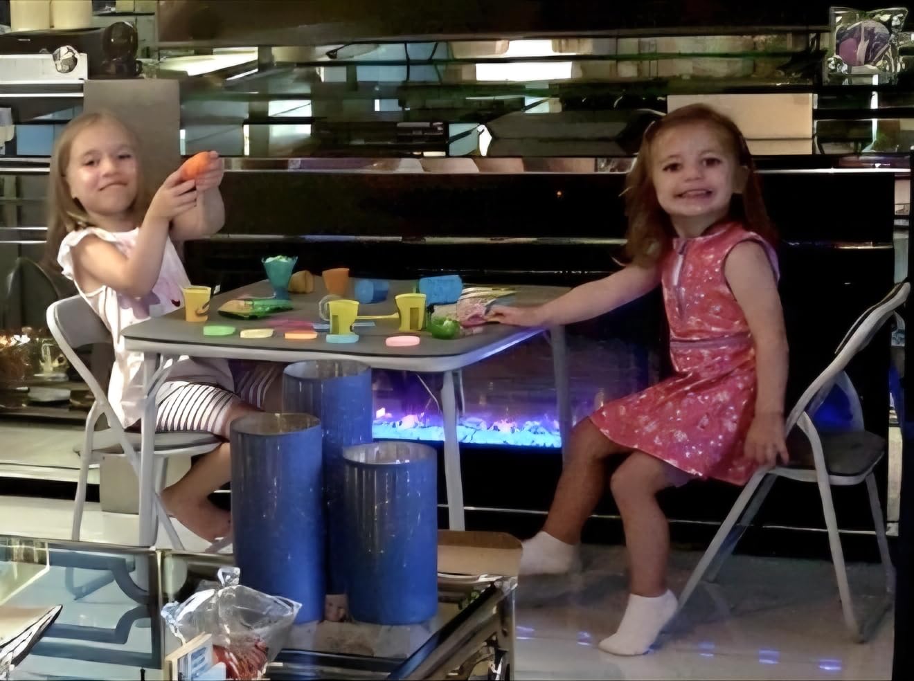 Garvee Kids Folding Table and Chair Set, Foldable & No Assembly Required | PU Leather Seats, Wipe-Clean. 300 lbs Steel Frame. Pinch-Free Hinges. Stores Under Beds. Ages 2-8. customer photo 2