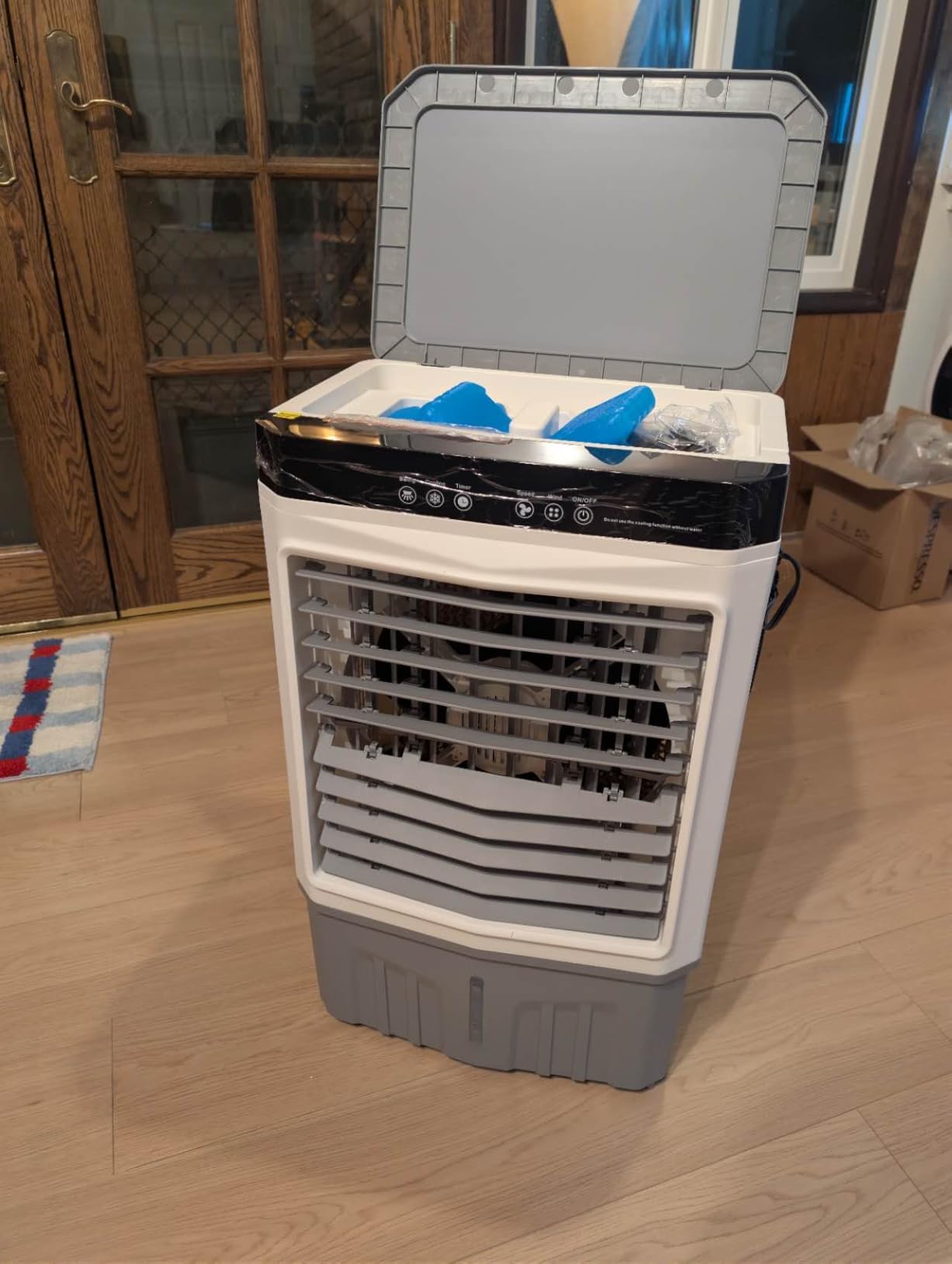 VCJ 1800CFM Evaporative Air Cooler, 5.6 Gal 3 IN 1 Windowless Portable Swamp Cooler Air Conditioner, 120° Oscillation, 3 Speeds, 12H Timer, 4 Ice Packs, Air Cooling Fan for Bedroom Room Office Garage customer photo 1