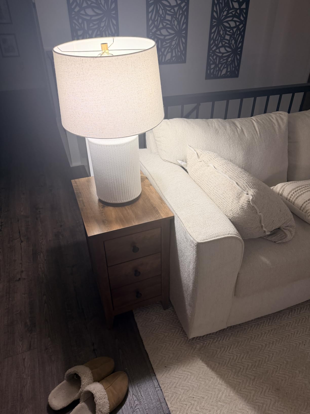 VASAGLE Side End Table with 3 Storage Drawers, Nightstand Farmhouse | Narrow Bedside Table for Living Room, Bedroom, Home Office, Honey Brown, LIRY Collection ULET132K101S customer photo 2