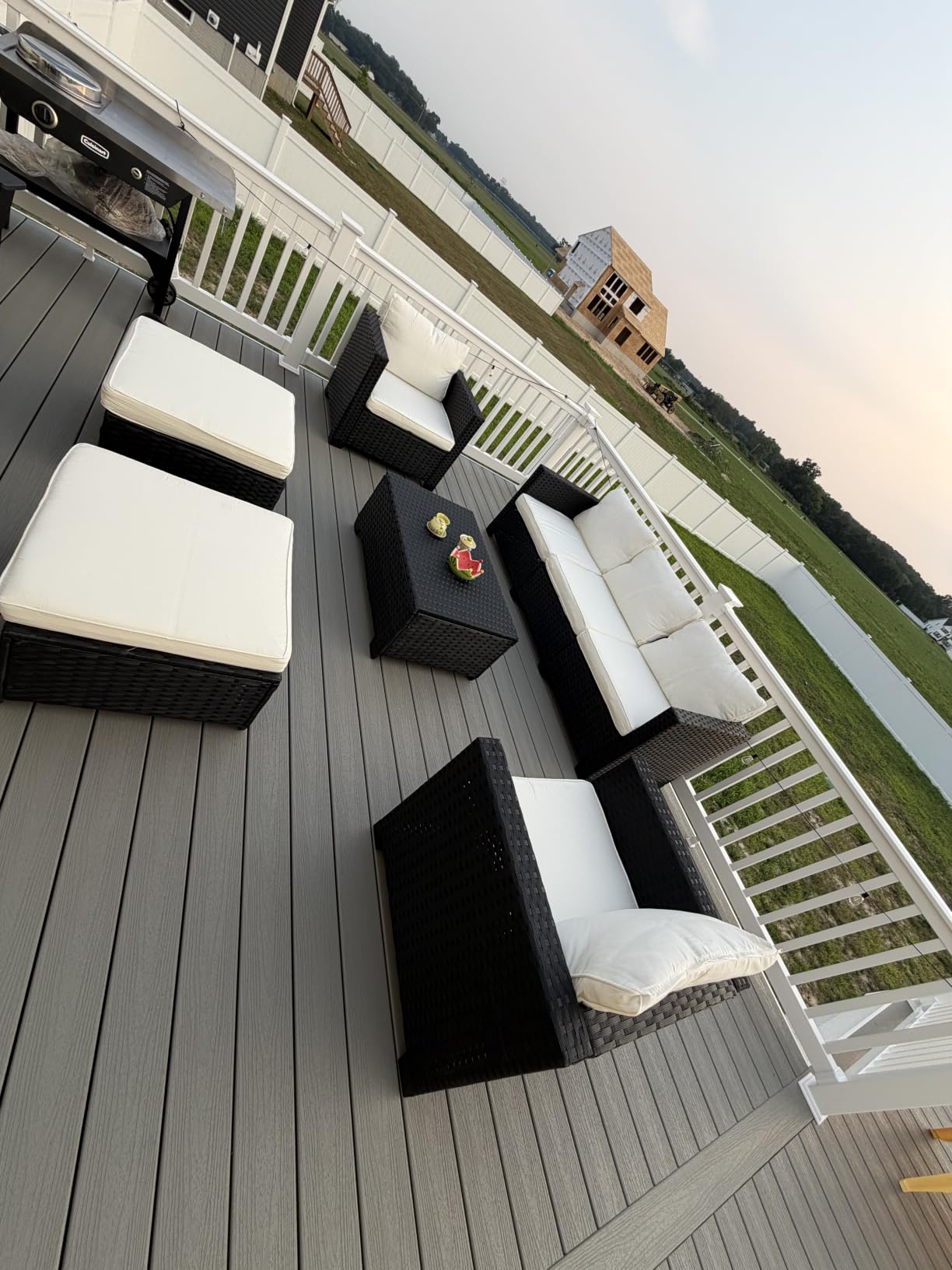 Aoxun 8 Piece Outdoor Patio Furniture Set 7 Seats, Outdoor Sectional with Thick Waterproof Cushions, Patio Conversation Sets for Garden, Backyard, Porch, Deck, Black & Beige customer photo 2
