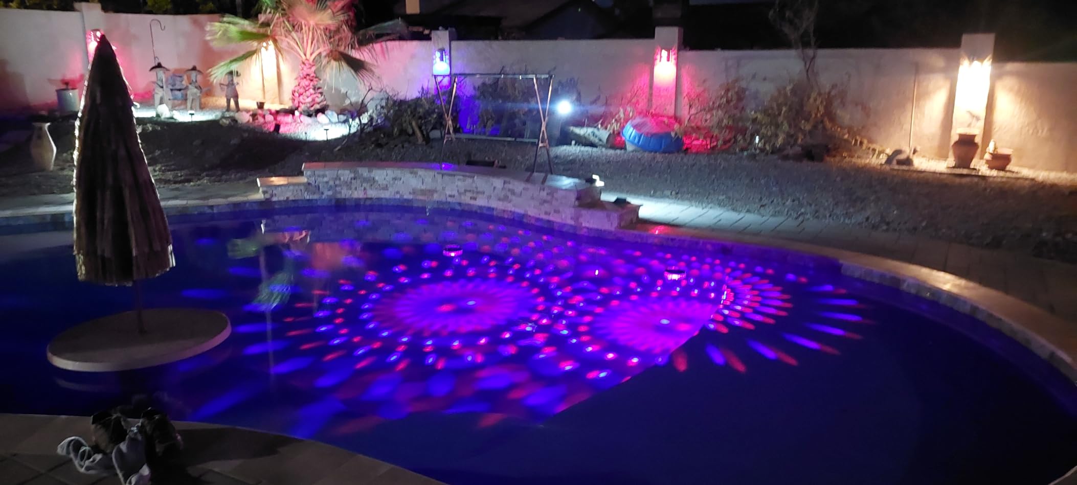 FirstE Floating Pool Lights Solar Powered 2PK, 7.6 Inch RGB Color Changing Solar Pool Lights that Float with Up and Down Dynamic Lighting for Pool Party Decor customer photo 1