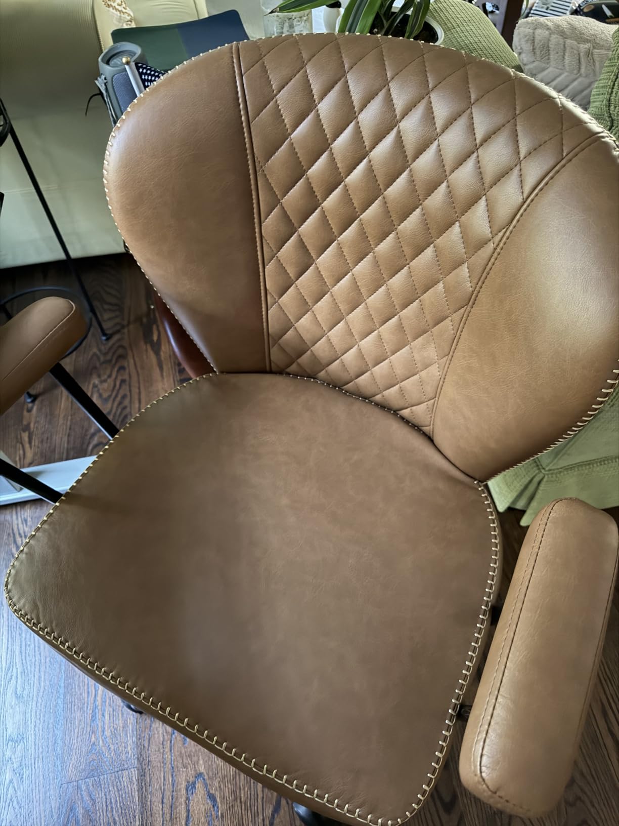 MALOL Leather Office Chair with Removable Arms, Brown | Modern Comfortable Desk Chair with Wheels, Adjustable Ergonomic Computer Office Chairs for Desk with Lumbar Support customer photo 2