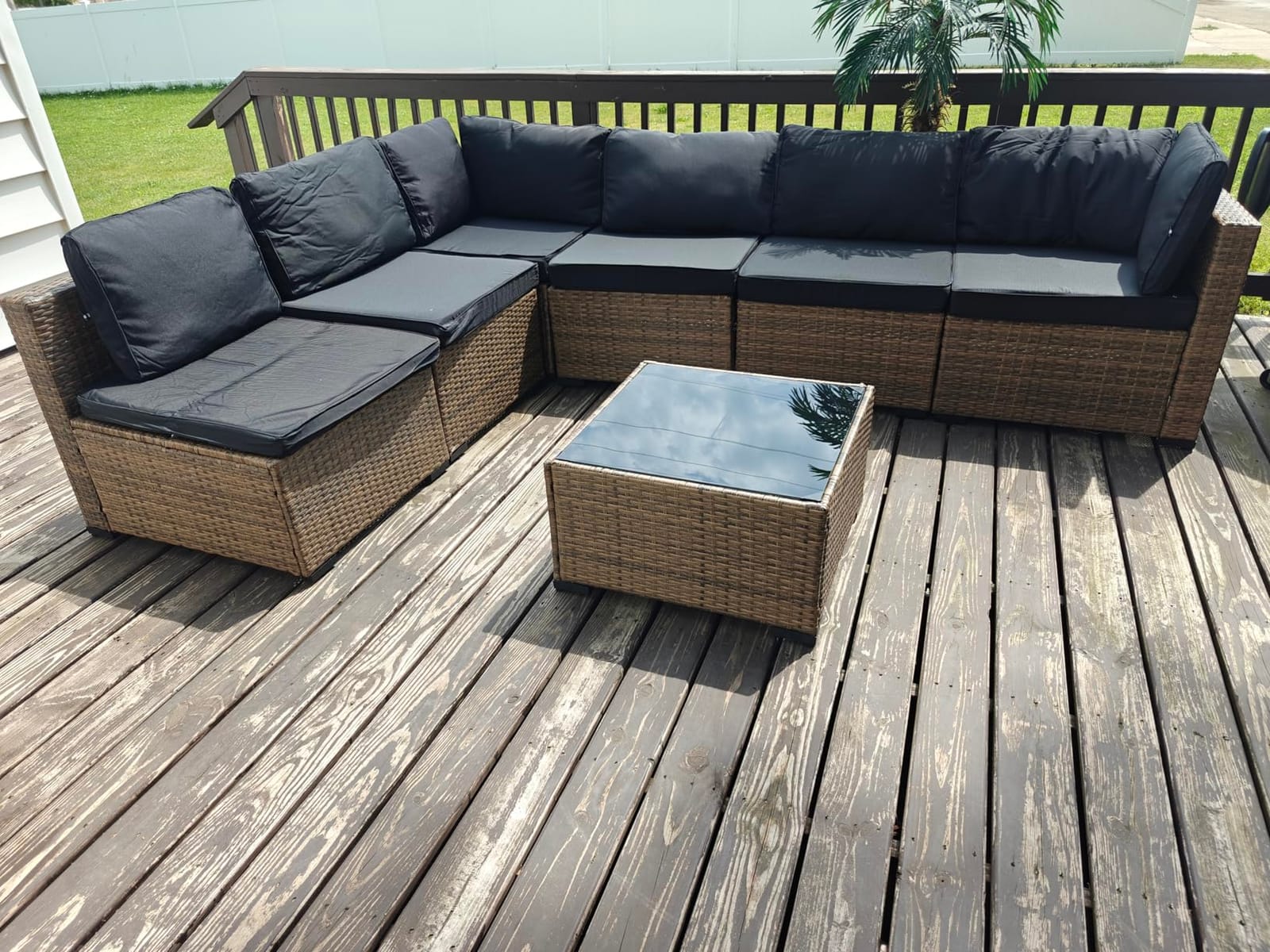 Aoxun Patio Furniture Set 5-Piece, Outdoor Sectional Sofas with Washable Cushion, Wicker Rattan Patio Conversation Sets for Backyard Porch and Poolside, Beige customer photo 1