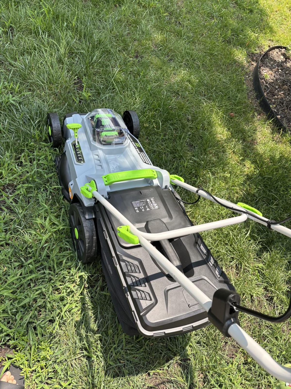 Cordless Lawn Mower, 17 in Walk Behind Lawn Mower for Yard & Garden | 2×4.0Ah Batteries, Up to 40-Min Runtime, 6-Position Height, 50L Grass Bag, 1200W Max Brushless Power customer photo 2