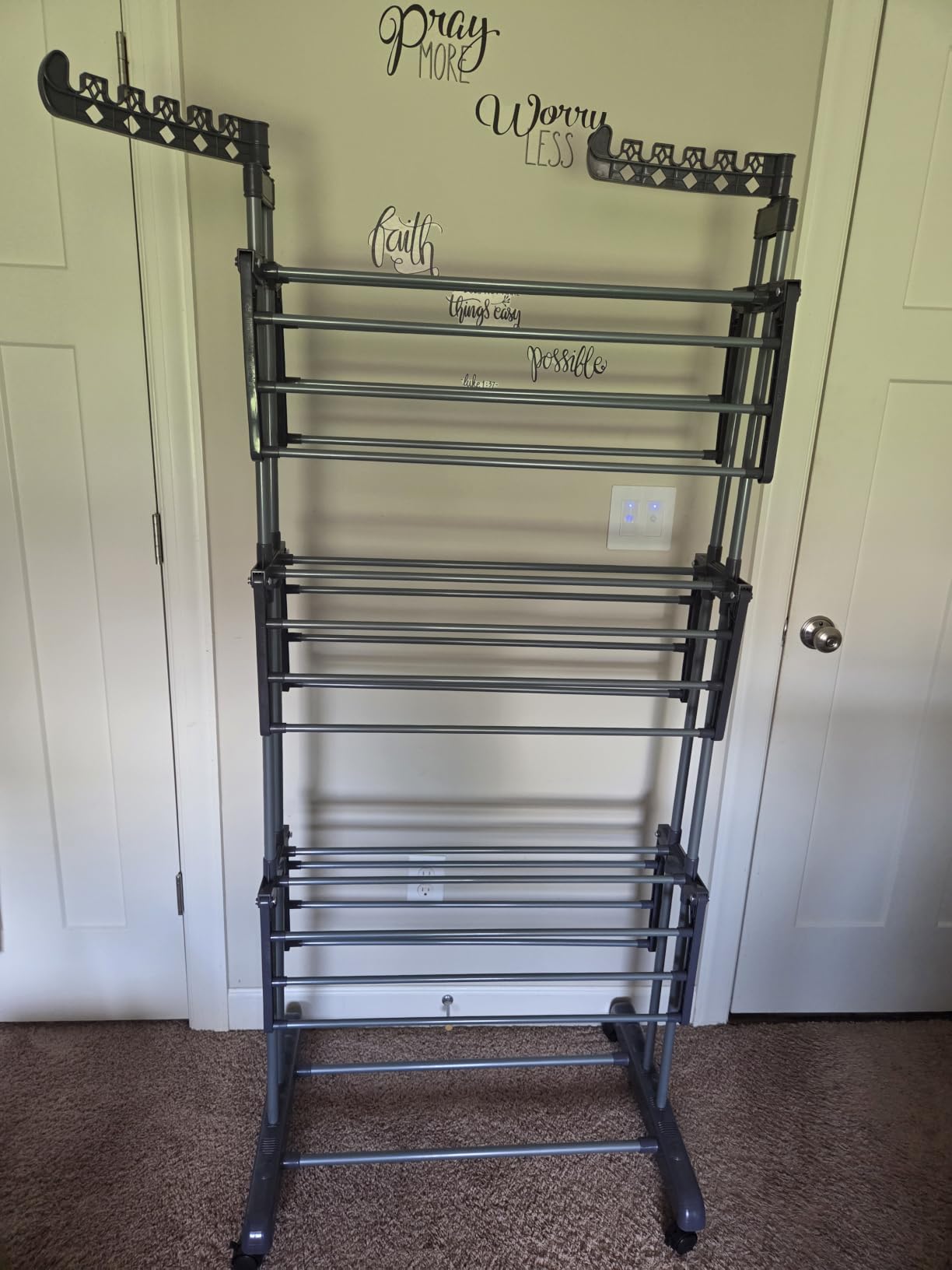 Upgraded 4-Tier Clothes Drying Rack, Drying Rack Clothing with Wheels customer photo 1
