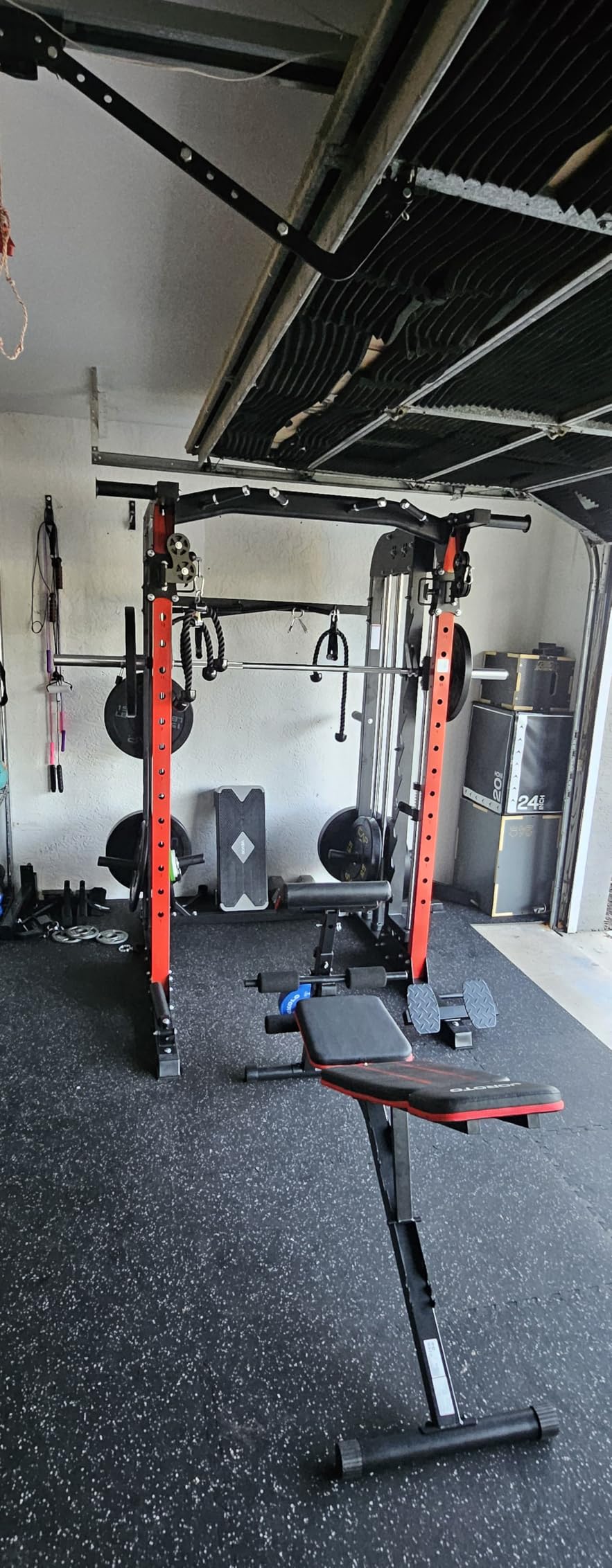pooboo Power Cage Smith Machine with 2000LB Squat Rack Cable System customer photo 2