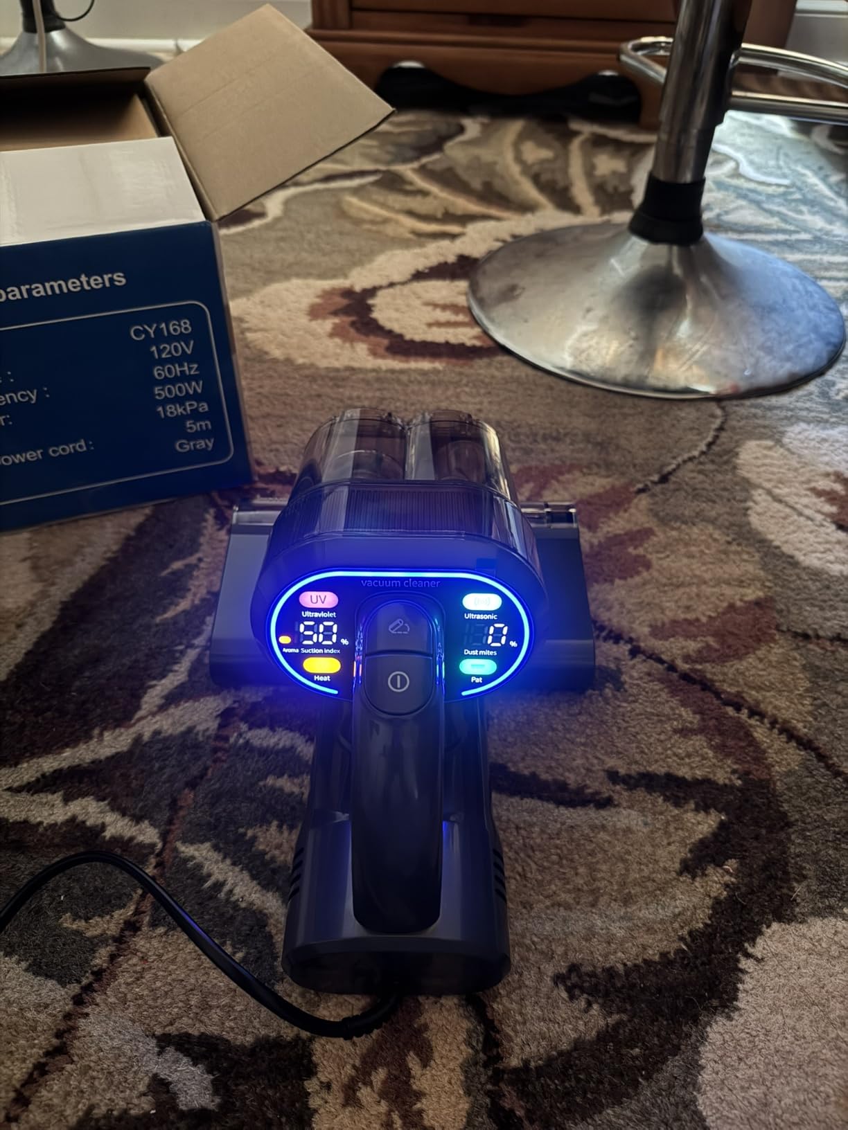 Mattress Vacuum Cleaner, Bed Vacuum with 18Kpa Suction & 253.7nm UV-C Light | 150°F Heat, Ultrasonic, Intelligent Dual Cup, HEPA, One-Click Dust Removal Handheld Vacuums for Bed, Sofa, Carpet, White customer photo 1