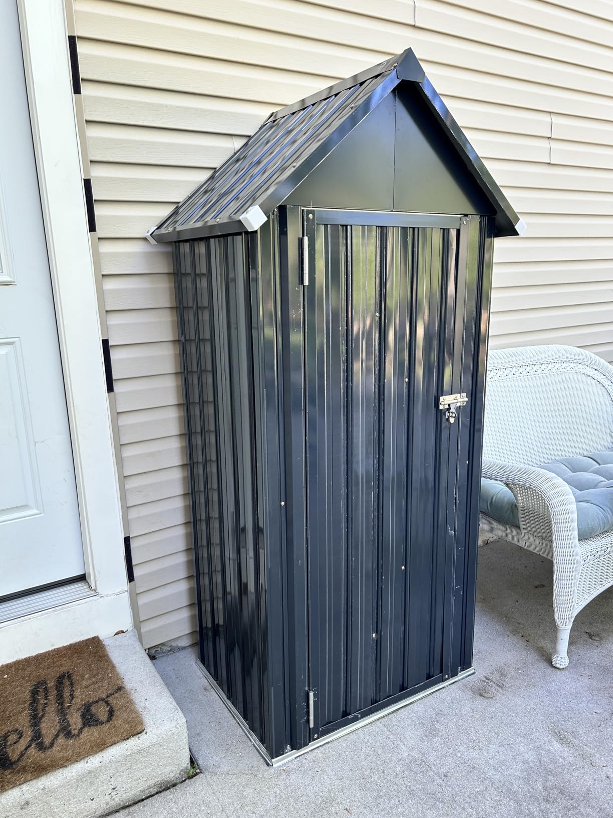 AECOJOY Outdoor Storage Cabinet Waterproof with Shelves and Firewood Rack | 64'' Vertical Tall with Floor, Adjustable Shelves, Lockable Door, Easy Assembly, Space-Saving Design for Patio Backyard Lawn customer photo 2