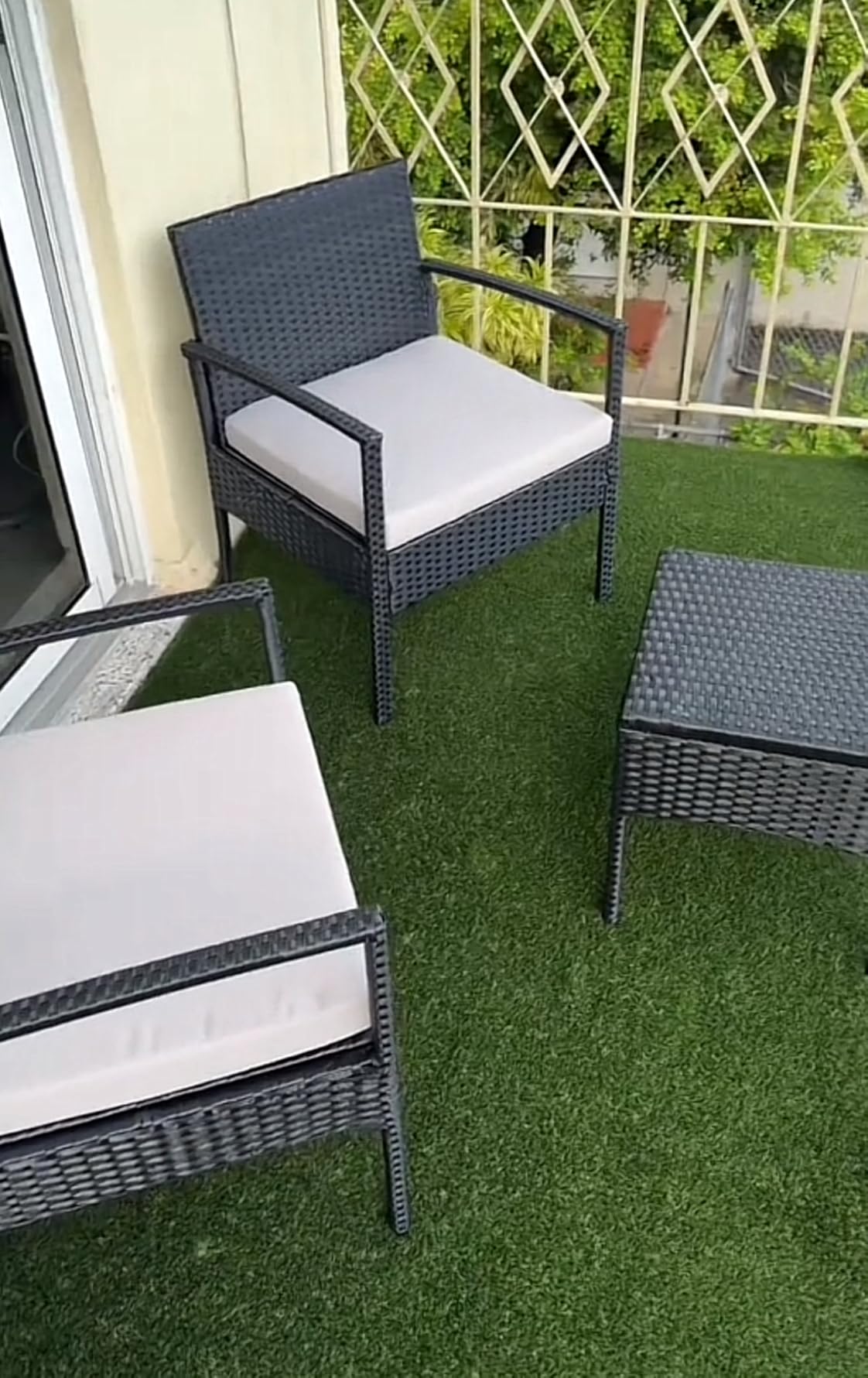 PROHIKER 3 Piece Patio Wicker Furniture Set,Rattan Bistro Set with Storage,Rocking Chair with Table for Balcony,Porch,Grey customer photo 2