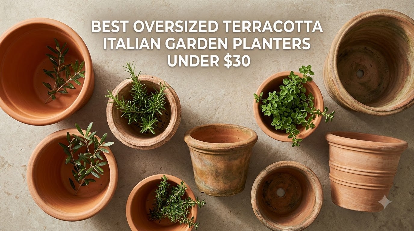 best oversized terracotta italian garden planters under $30