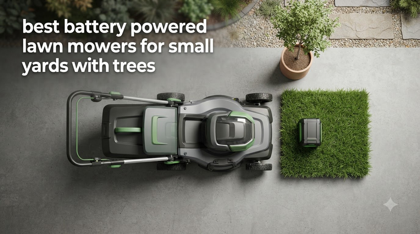 best battery powered lawn mowers for small yards with trees