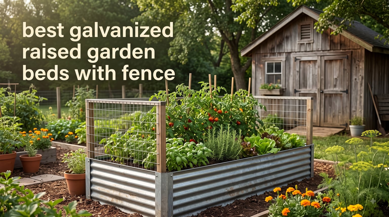best galvanized raised garden beds with fence