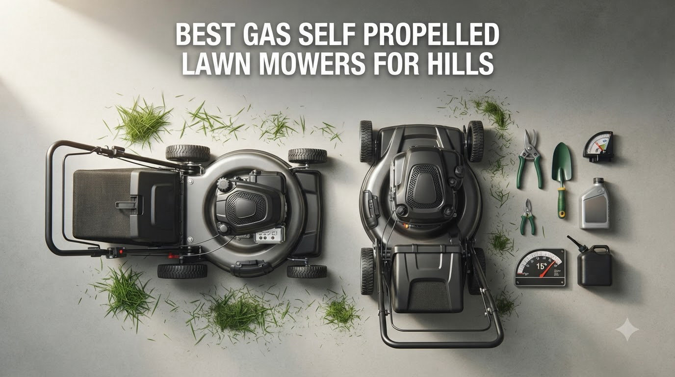 best gas self propelled lawn mowers for hills