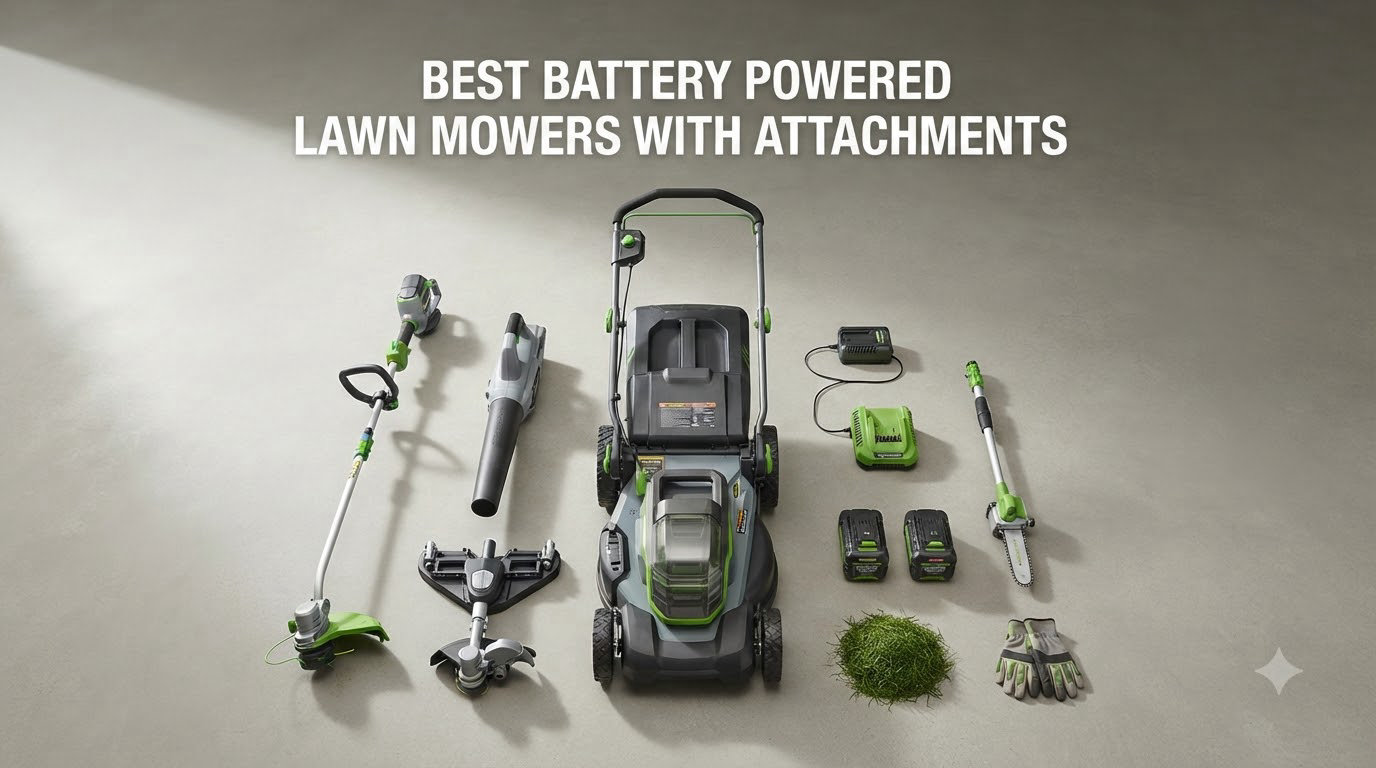 best battery powered lawn mowers with attachments