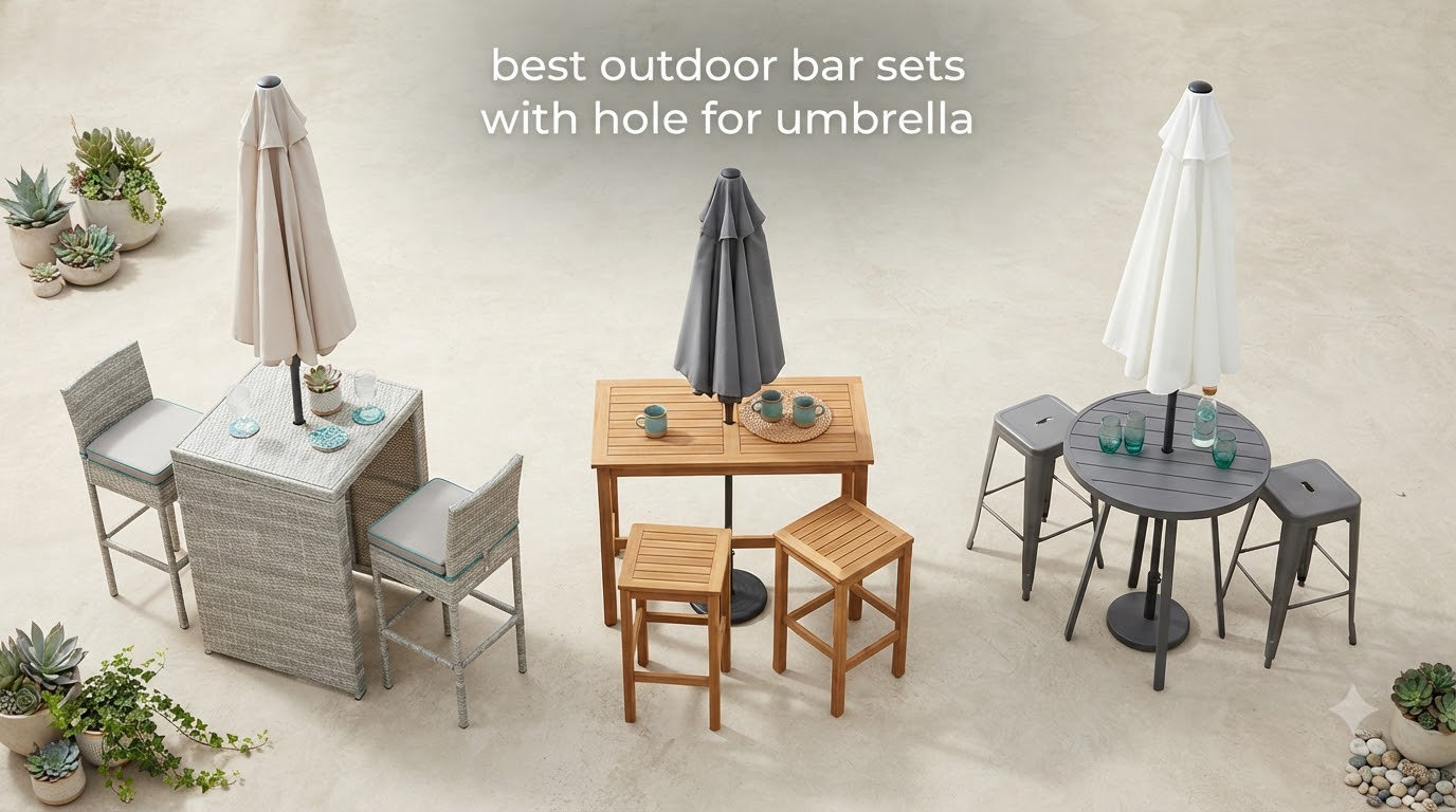 best outdoor bar sets with hole for umbrella
