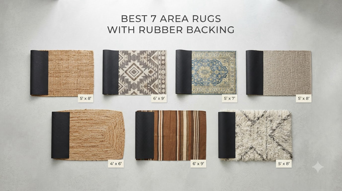 best 5 7 area rugs with rubber backing