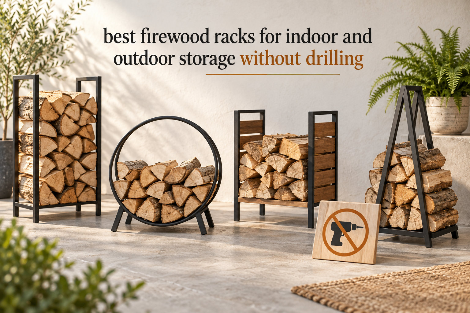 best firewood racks for indoor and outdoor storage without drilling