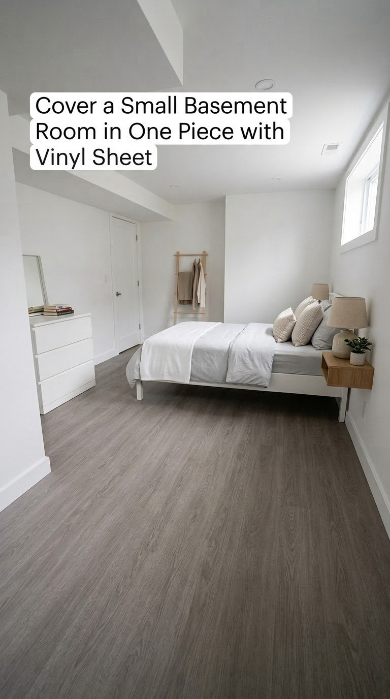 Cover a Small Basement Room in One Piece with Vinyl Sheet