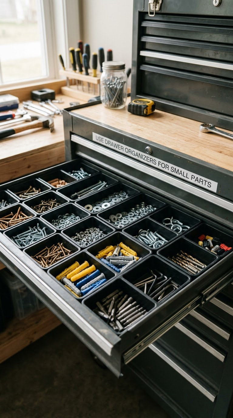 Use Drawer Organizers for Small Parts