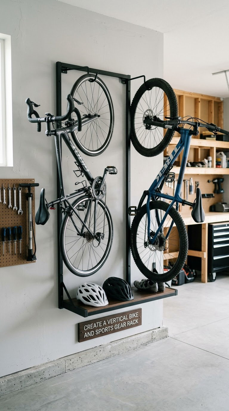 Create a Vertical Bike and Sports Gear Rack