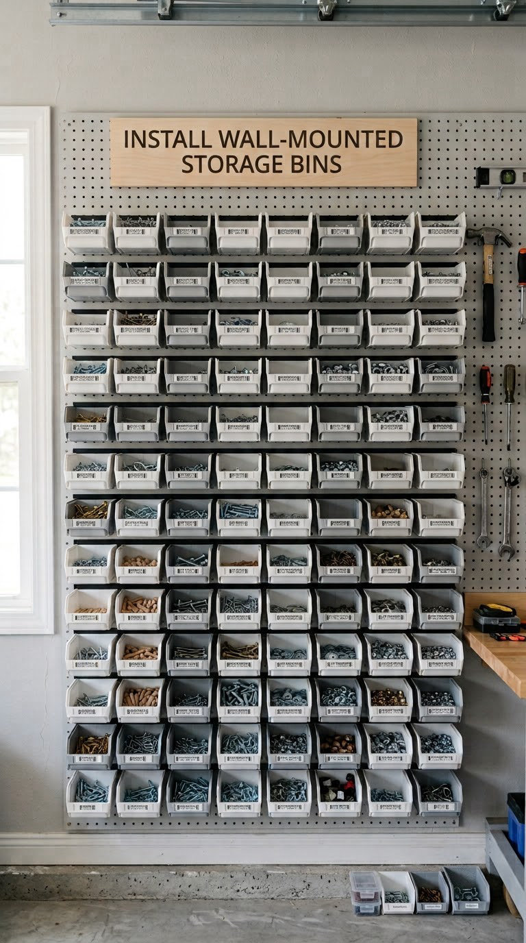 Install Wall-Mounted Storage Bins
