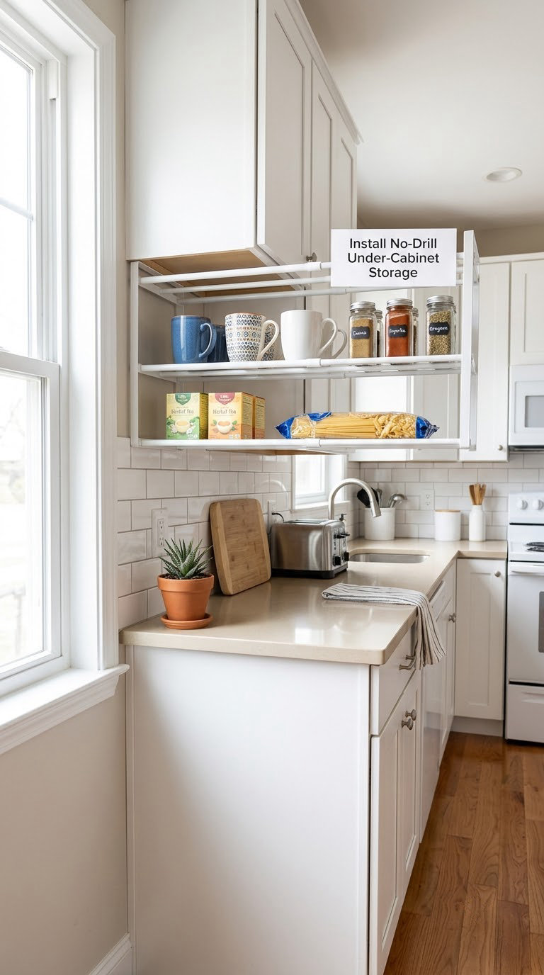 Install No-Drill Under-Cabinet Storage