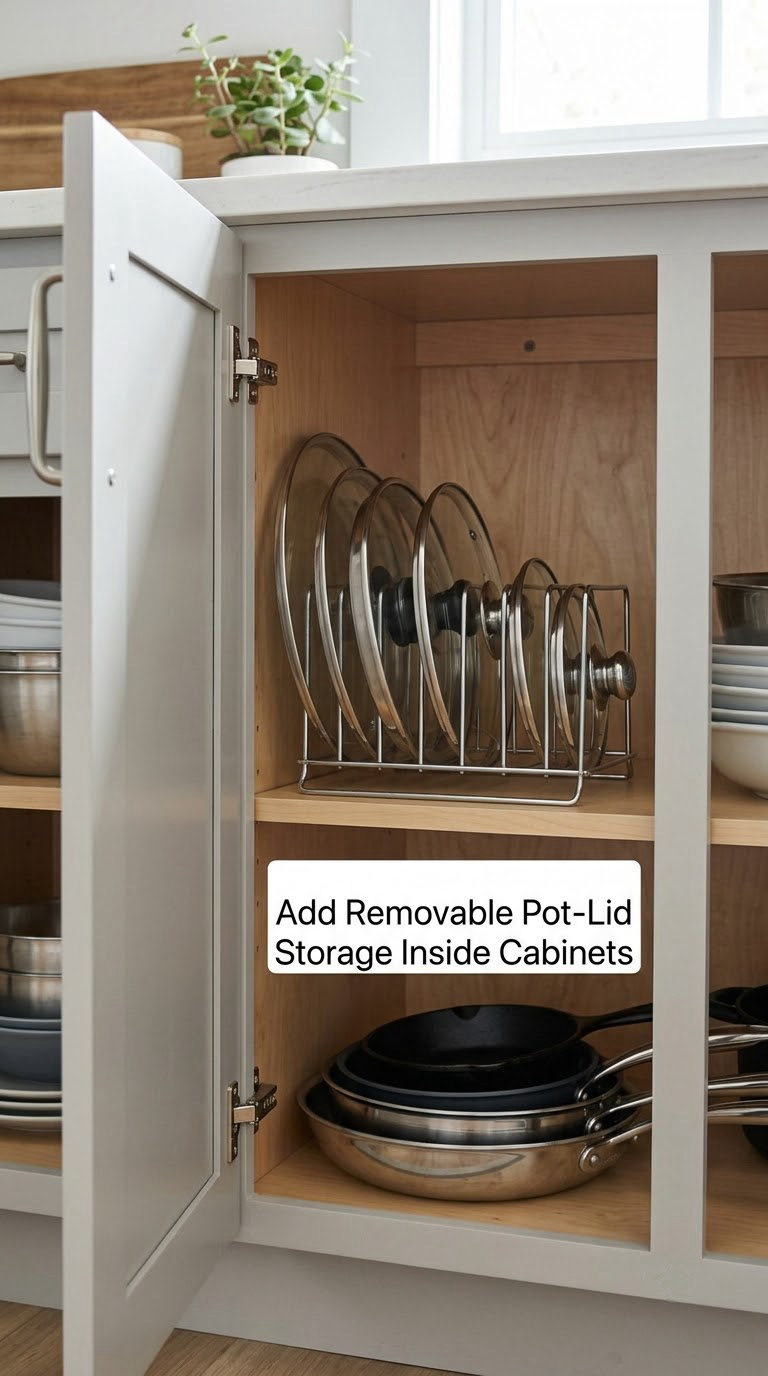 Add Removable Pot-Lid Storage Inside Cabinets