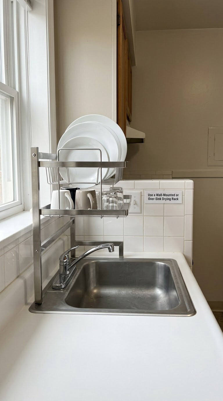 Use a Wall-Mounted or Over-Sink Drying Rack