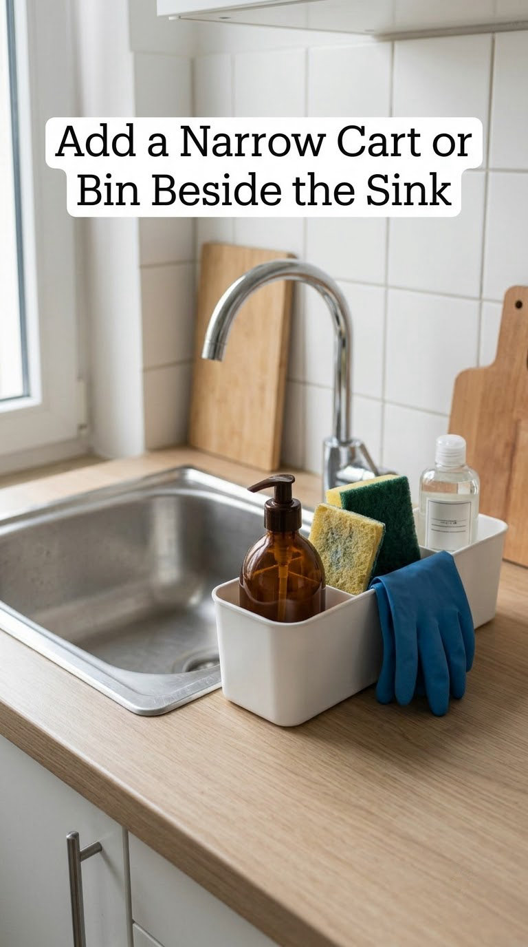 Add a Narrow Cart or Bin Beside the Sink