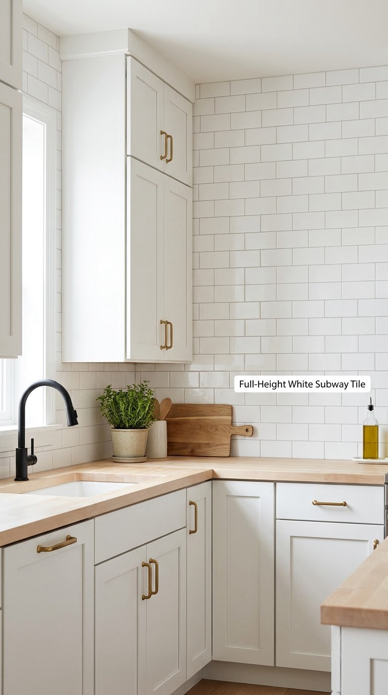 Full-Height White Subway Tile