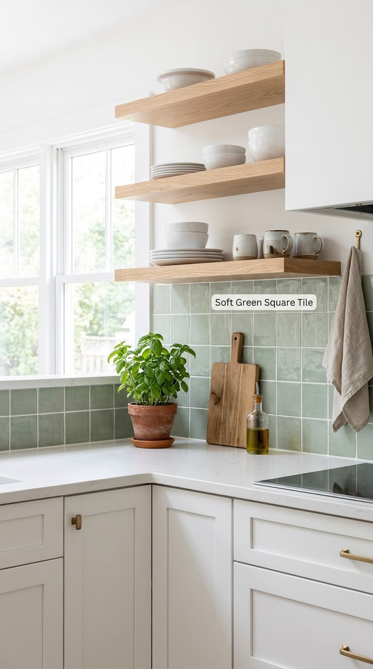 Soft Green Square Tile