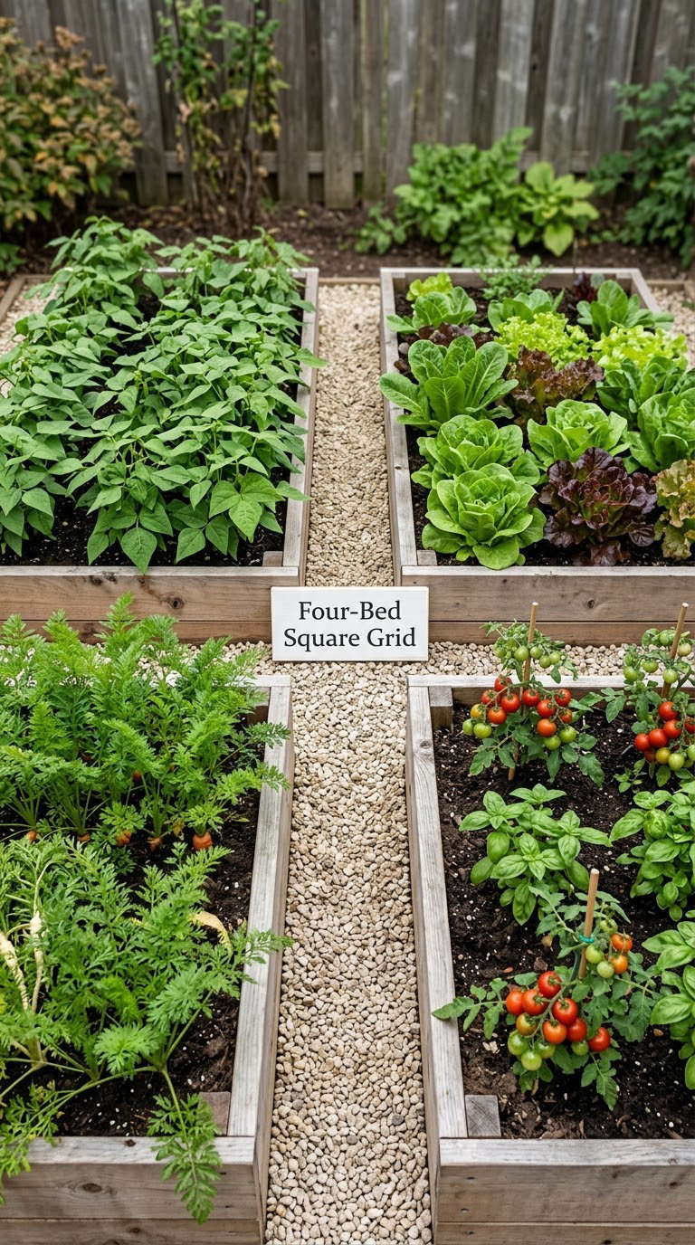 Four-Bed Square Grid