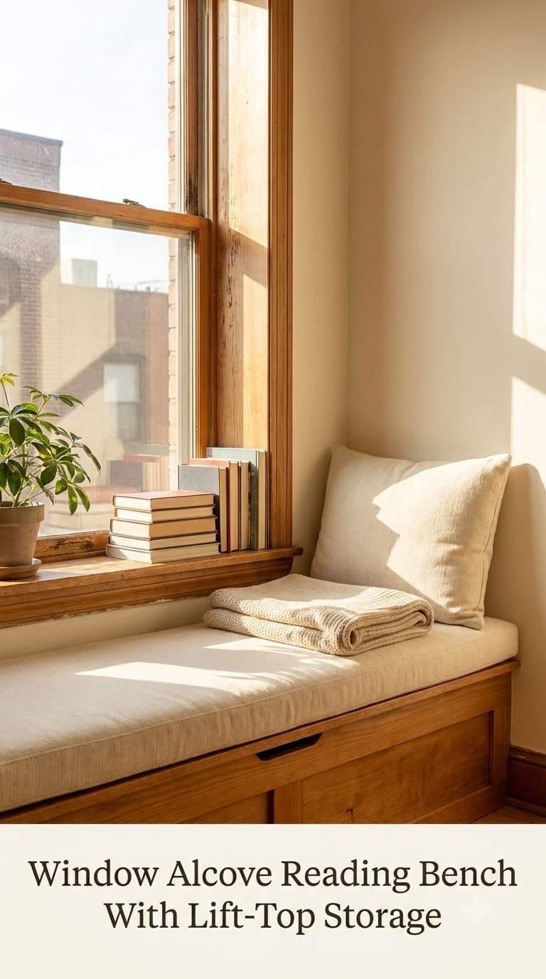Window Alcove Reading Bench With Lift-Top Storage
