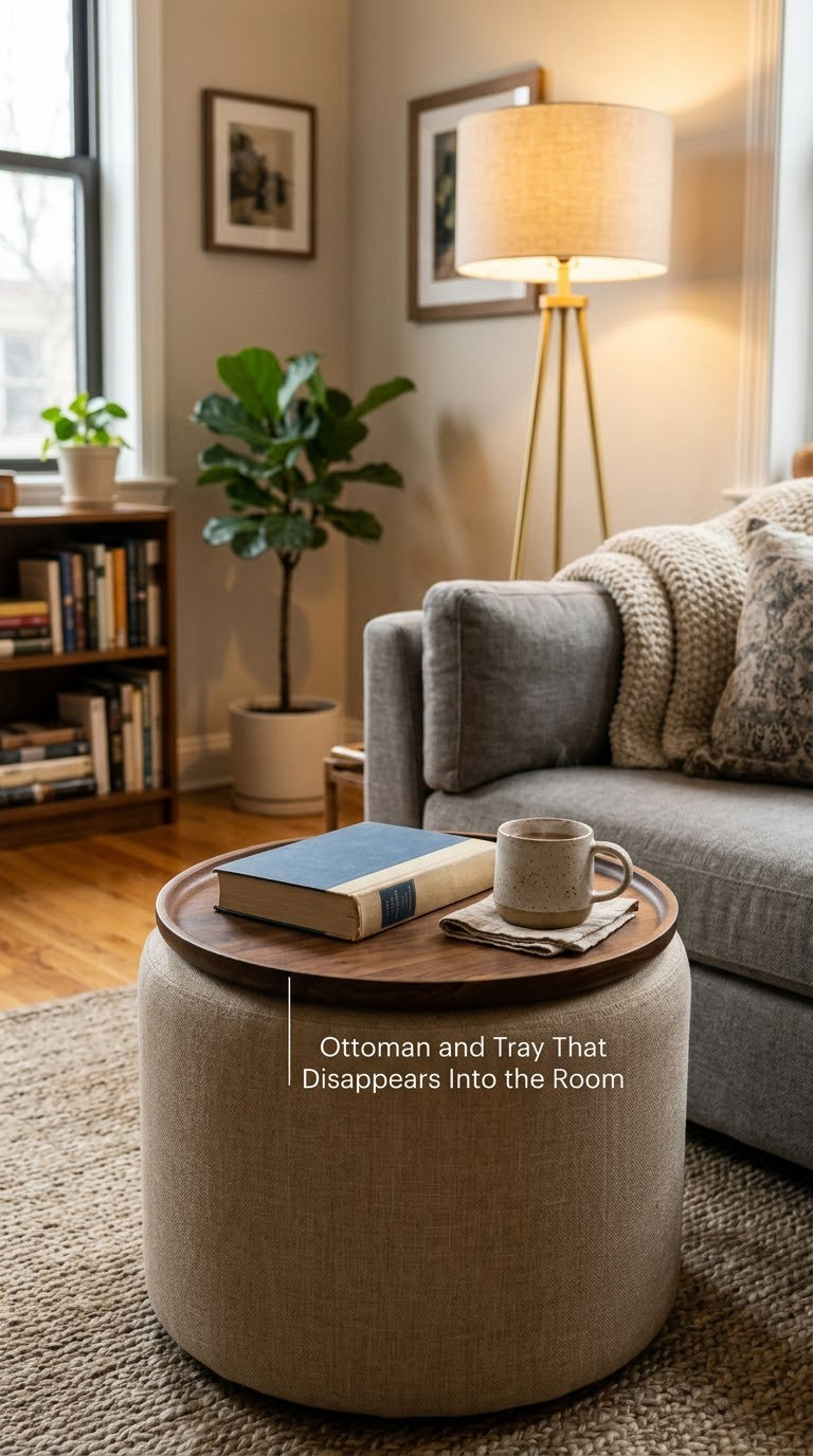 Ottoman and Tray That Disappears Into the Room