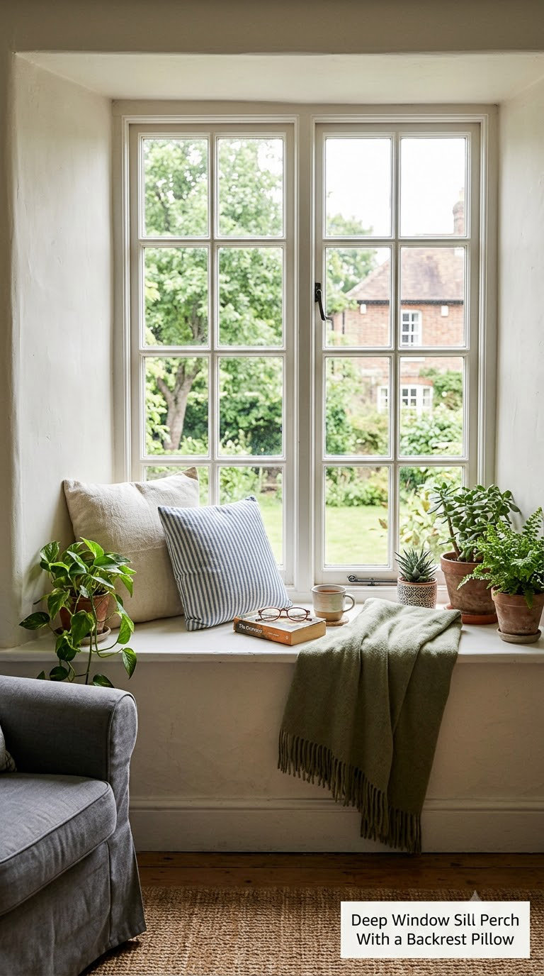 Deep Window Sill Perch With a Backrest Pillow