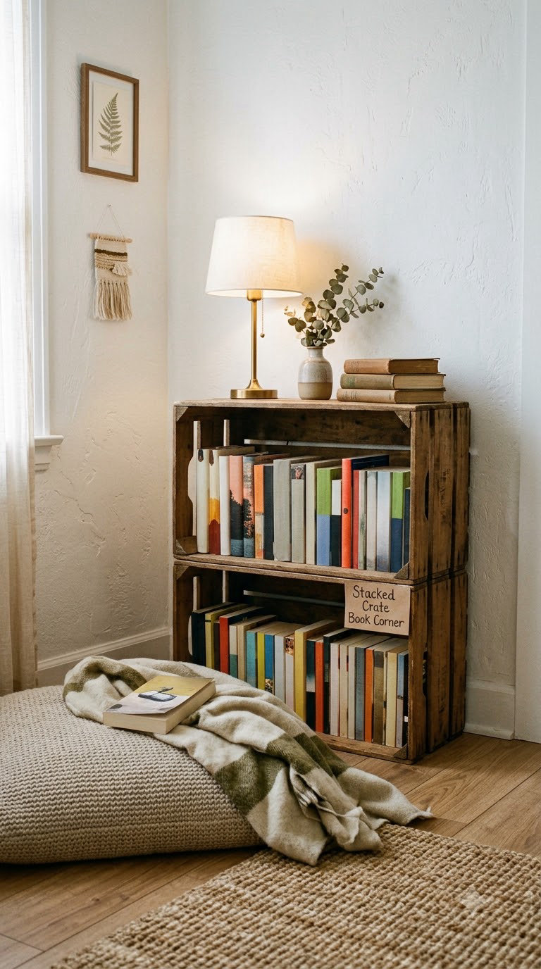 Stacked Crate Book Corner