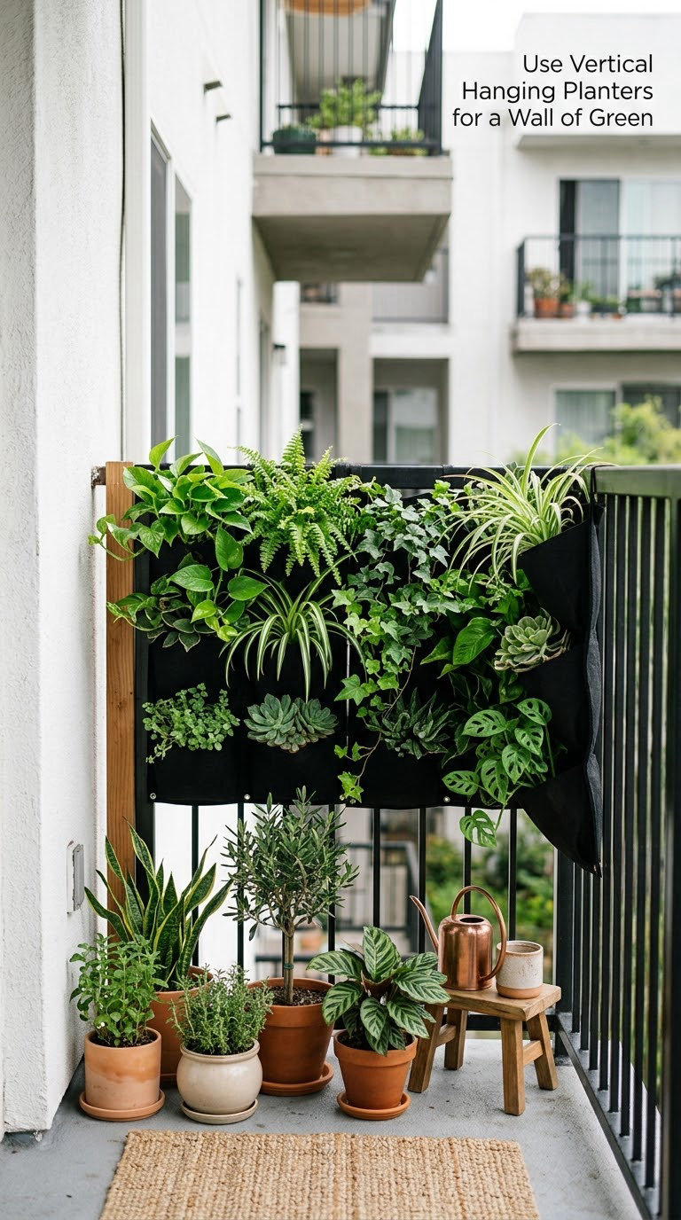 Use Vertical Hanging Planters for a Wall of Green