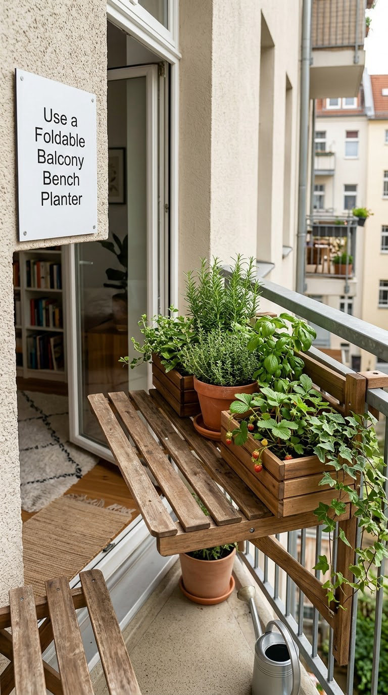Use a Foldable Balcony Bench Planter