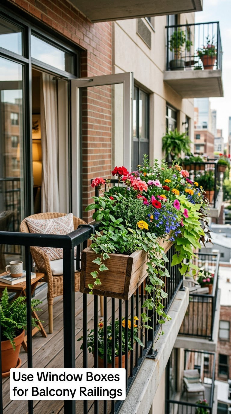 Use Window Boxes for Balcony Railings