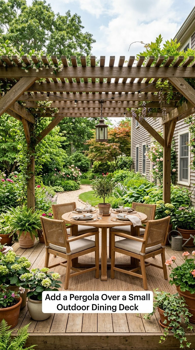 Add a Pergola Over a Small Outdoor Dining Deck