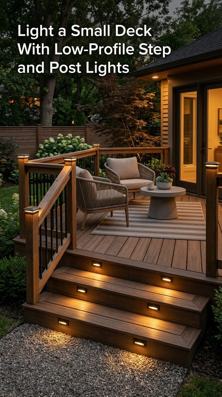 Light a Small Deck With Low-Profile Step and Post Lights