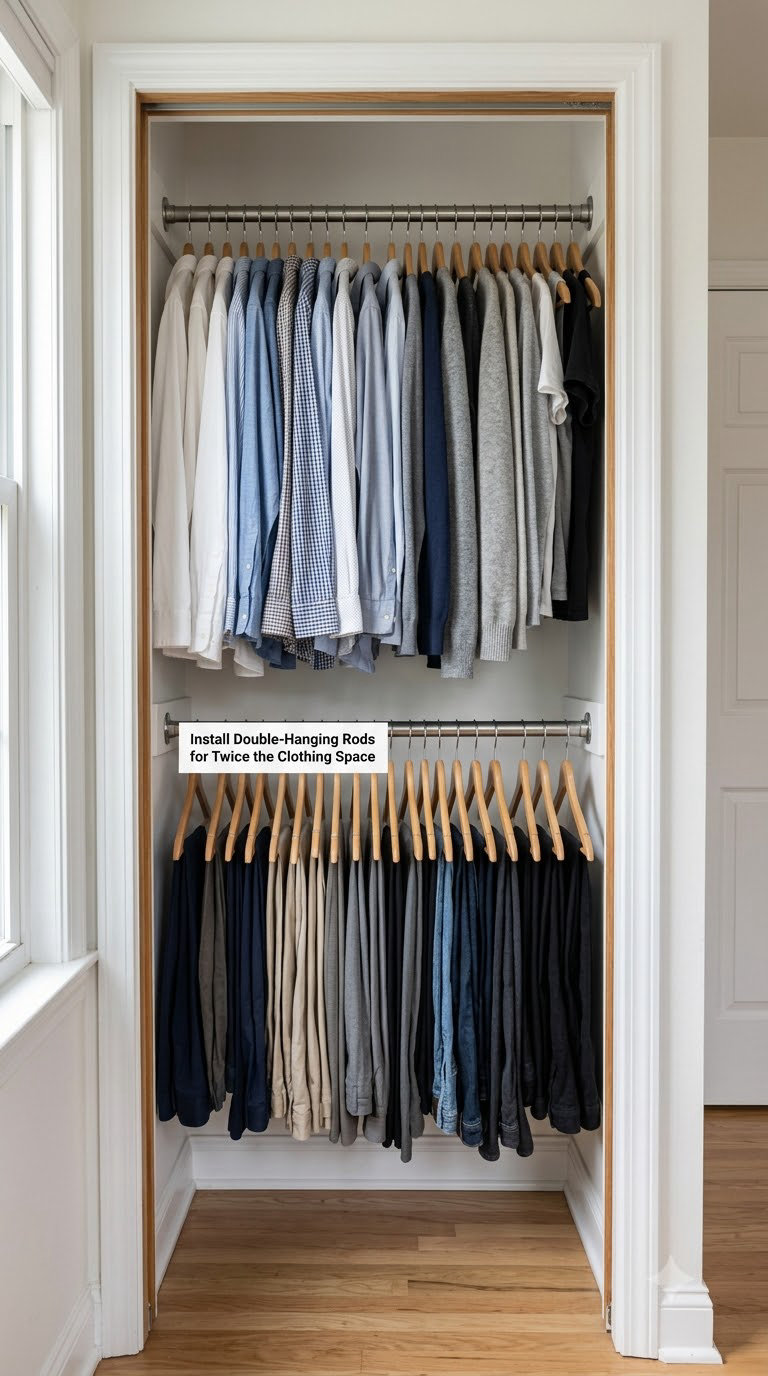 Install Double-Hanging Rods for Twice the Clothing Space