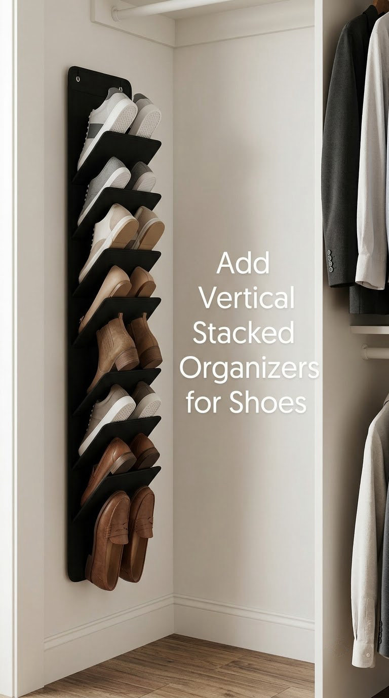 Add Vertical Stacked Organizers for Shoes
