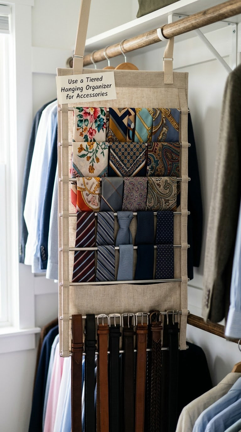 Use a Tiered Hanging Organizer for Accessories