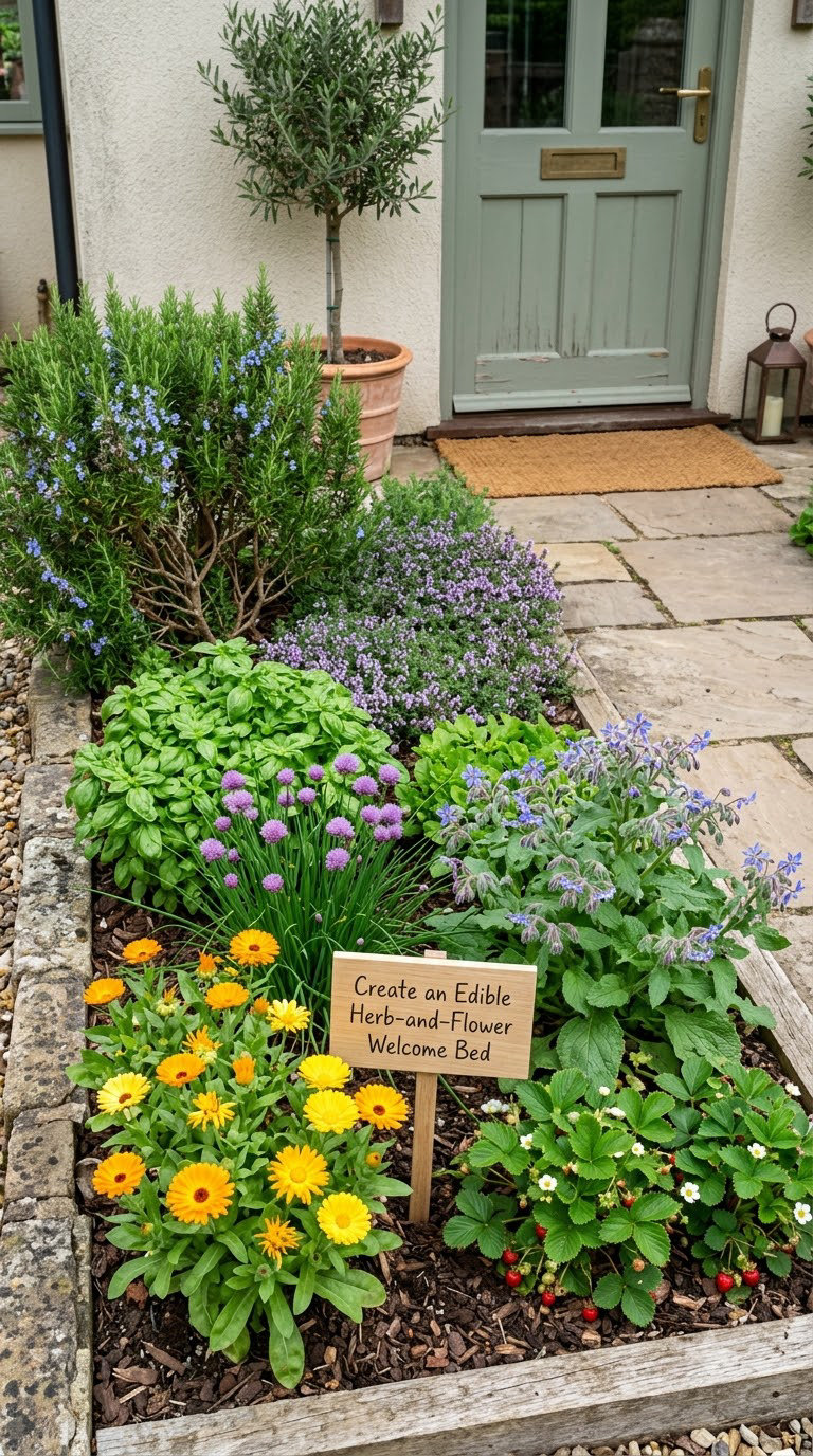 Create an Edible Herb-and-Flower Welcome Bed